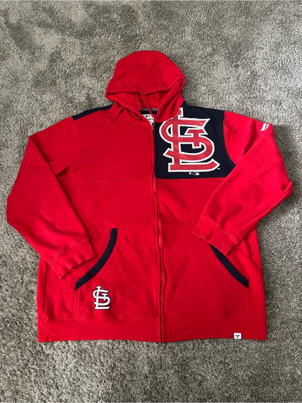 St. Louis Cardinals Fanatics Red/Navy Iconic Bold Full-Zip Hoodie Men Size 2XL